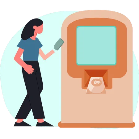 Woman is using ATM machine  Illustration