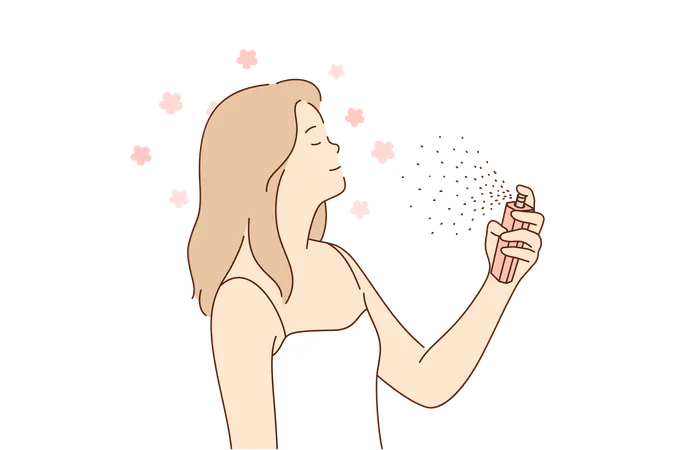 Woman is using body spray  Illustration