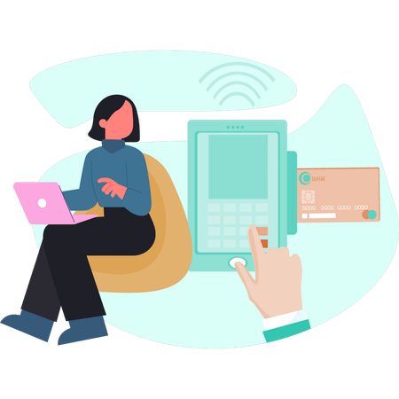 Woman is using laptop  Illustration