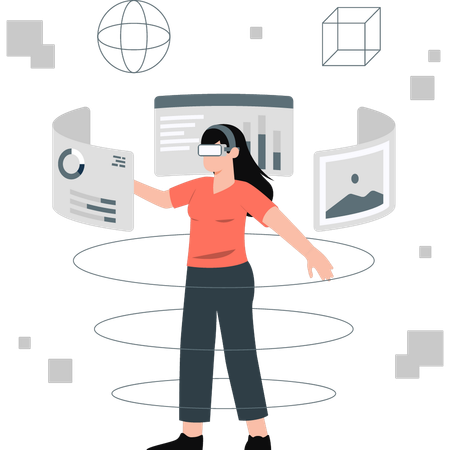 Woman is using VR technology  Illustration