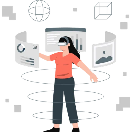 Woman is using VR technology  Illustration