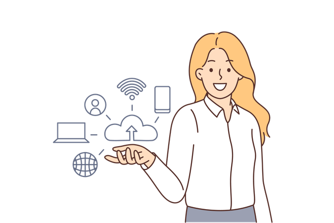 Woman is using wireless technology  Illustration