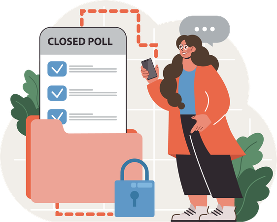 Woman is viewing at closed poll  Illustration
