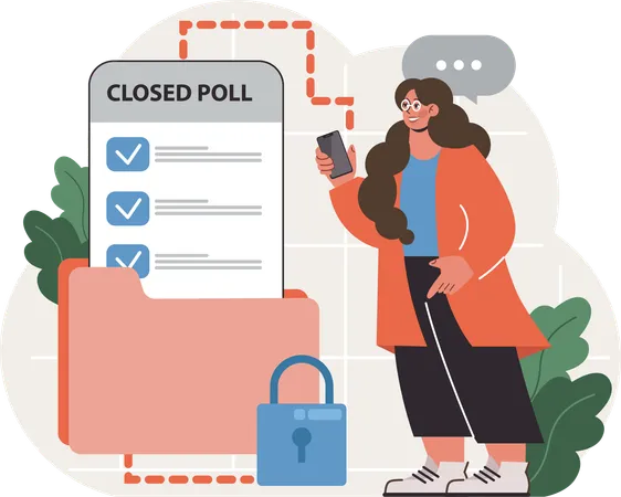 Woman is viewing at closed poll  Illustration