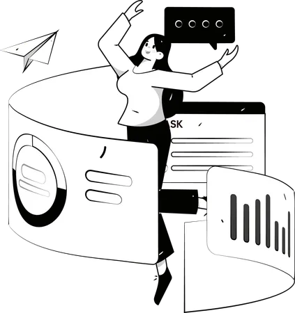 Woman is viewing at market research  Illustration