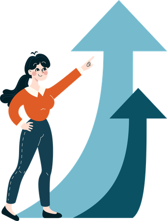 Woman is viewing business growth  Illustration