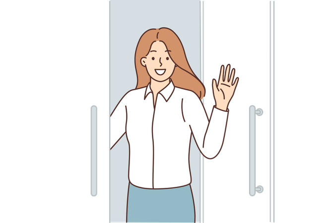 Woman is waving hand  Illustration