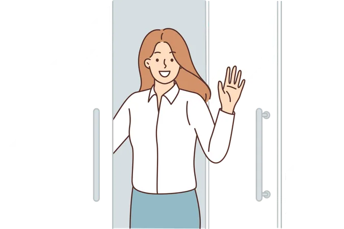 Woman is waving hand  Illustration