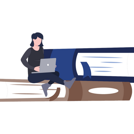 Woman is working on the laptop  Illustration