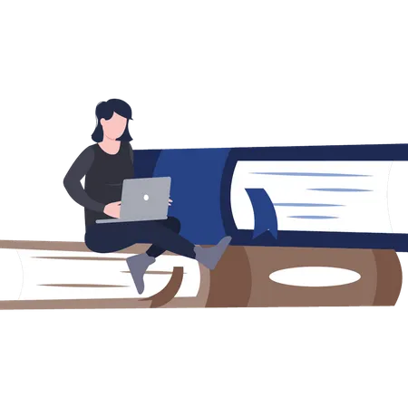 Woman is working on the laptop  Illustration