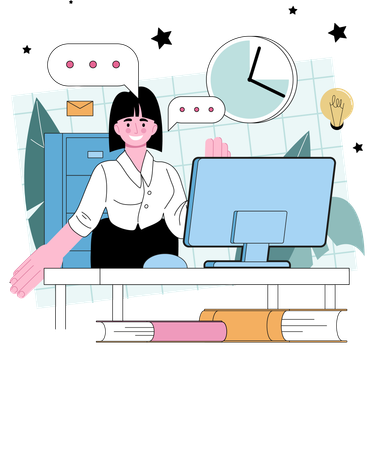 Woman is working online  Illustration