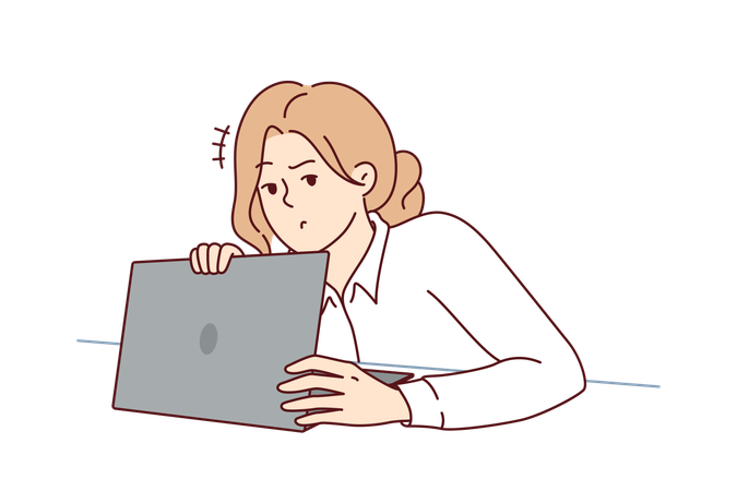 Woman is worried about deadlines  Illustration