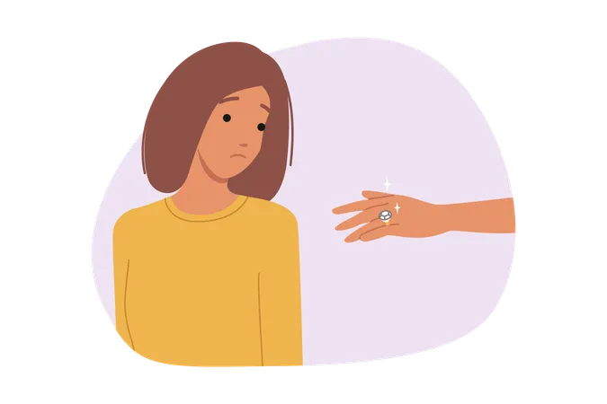 Woman jealous of friend because of diamond ring  Illustration