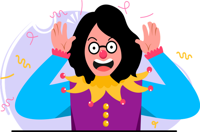 Woman jester with funny expression  Illustration