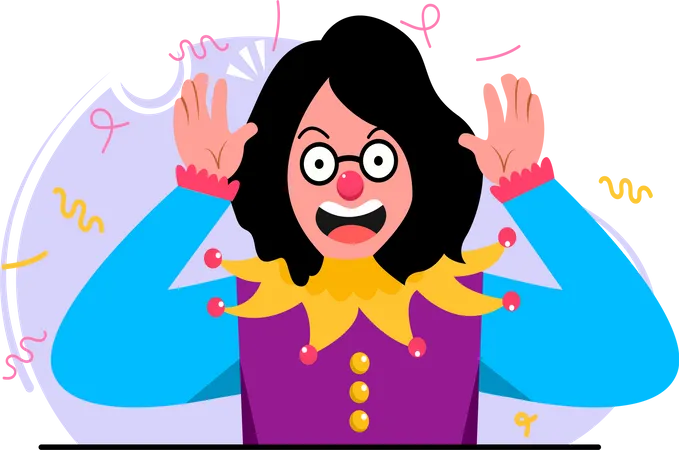 Woman jester with funny expression Illustration