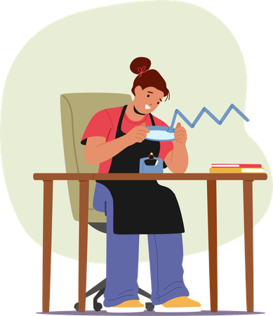 Woman jewelry master making luxury expensive handmade ring while working at workplace scene  Illustration