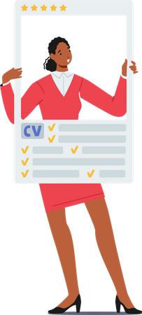 Woman Job Seeker with CV Application Illustration