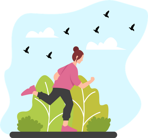 Woman jogging in park  Illustration