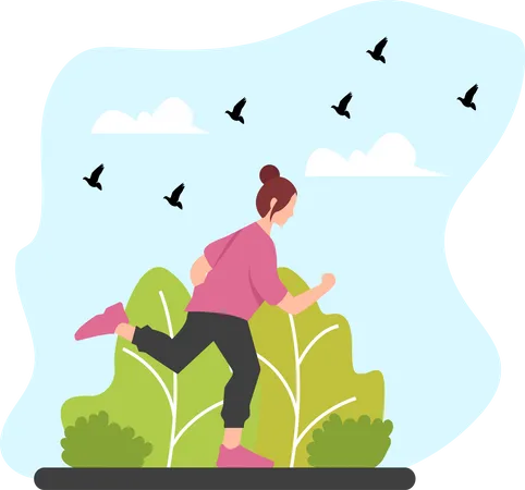 Woman jogging in park  Illustration