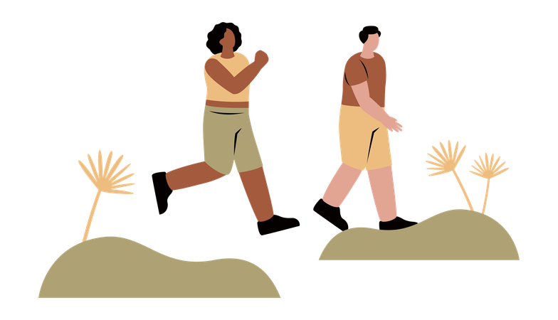 Woman Jogging Outdoor Running in Park  Illustration