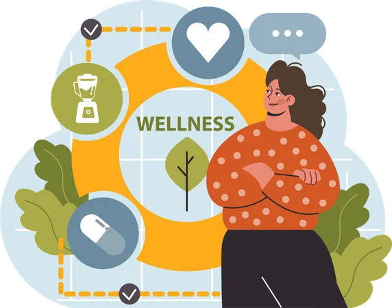 Woman joins wellness program  イラスト