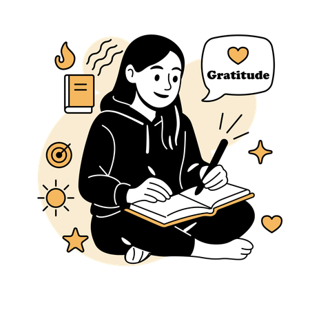 Woman Journaling Positive Thoughts  Illustration