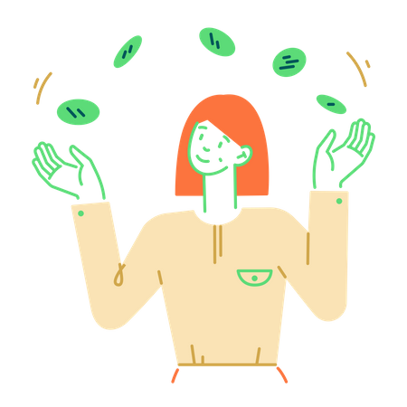 Woman juggling coins  Illustration