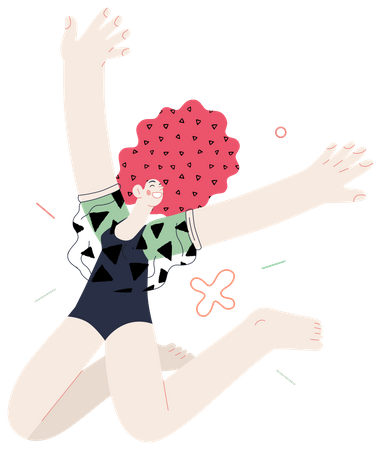 Woman jumping and feeling happy Illustration