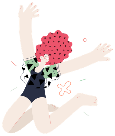 Woman jumping and feeling happy  Illustration