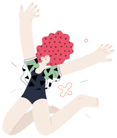 Woman jumping and feeling happy  Illustration