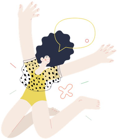 Woman jumping and feeling happy  Illustration