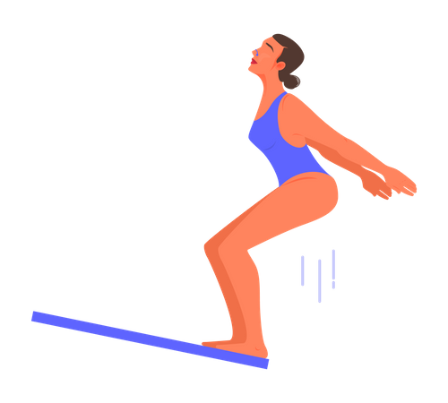 Woman jumping from a dive board into the water  Illustration