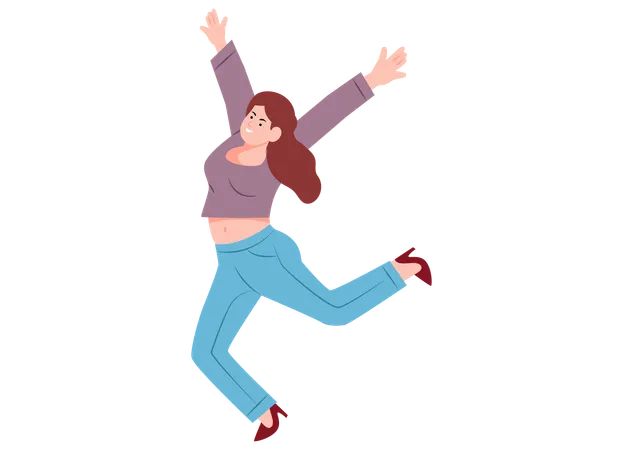 Woman Jumping In Air  Illustration