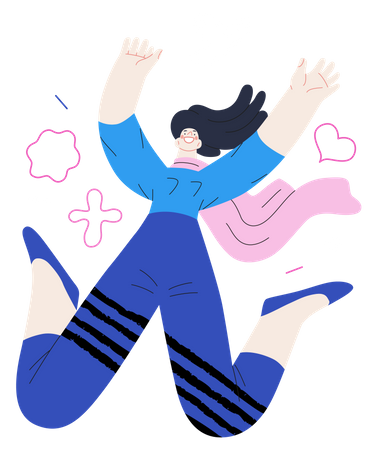Woman Jumping In Air Illustration