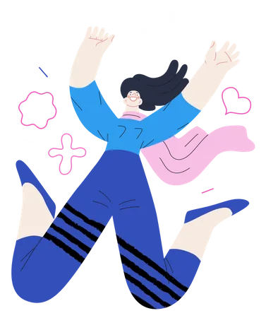Woman Jumping In Air  Illustration