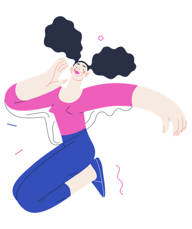 Woman Jumping In Air Illustration