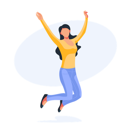 Woman jumping in air Illustration