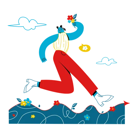 Woman jumping in air  Illustration