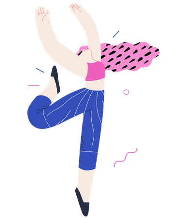 Woman Jumping In Air  Illustration