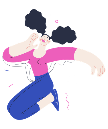 Woman Jumping In Air  Illustration