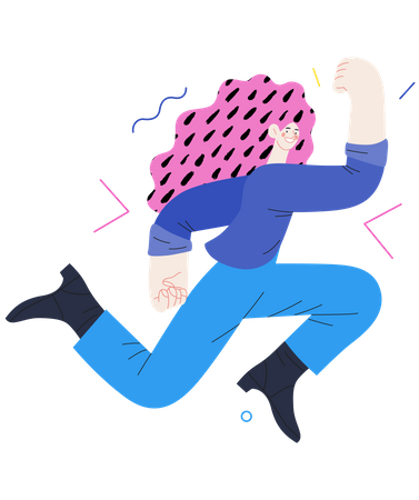 Woman Jumping In Air  Illustration