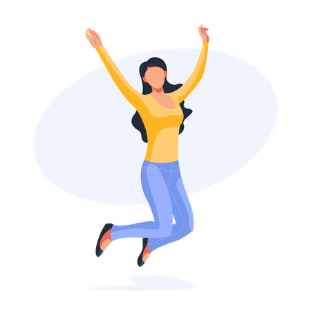 Woman jumping in air  일러스트레이션