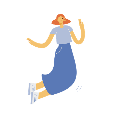 Woman jumping in air  Illustration