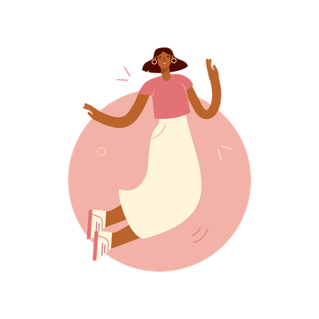 Woman Jumping In Air  Illustration