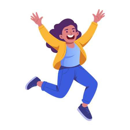 Woman Jumping in excitement  Illustration