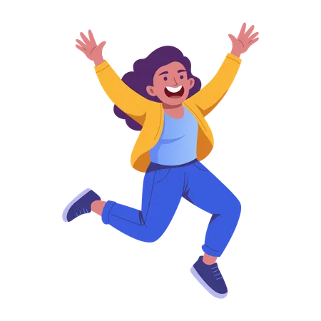 Woman Jumping in excitement  Illustration