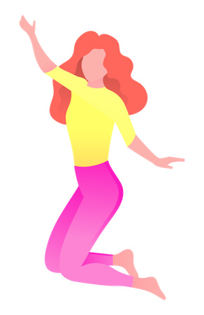 Woman Jumping of Joy  Illustration