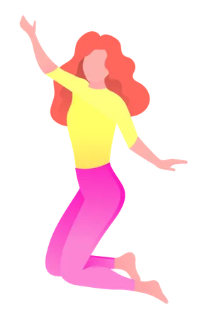 Woman Jumping of Joy  Illustration