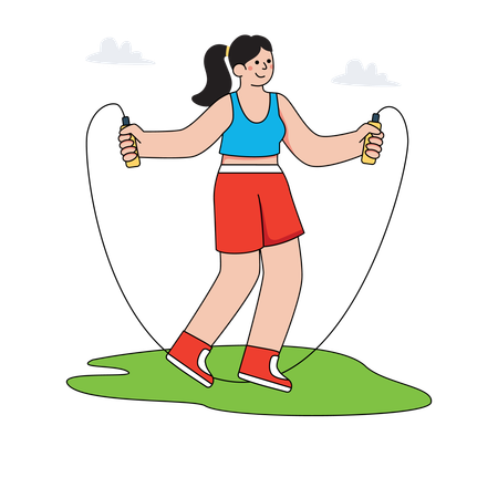 Woman jumping on rope  Illustration