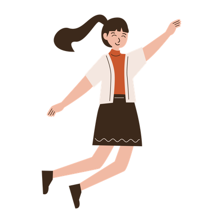 Woman jumping to celebrate happiness  Illustration
